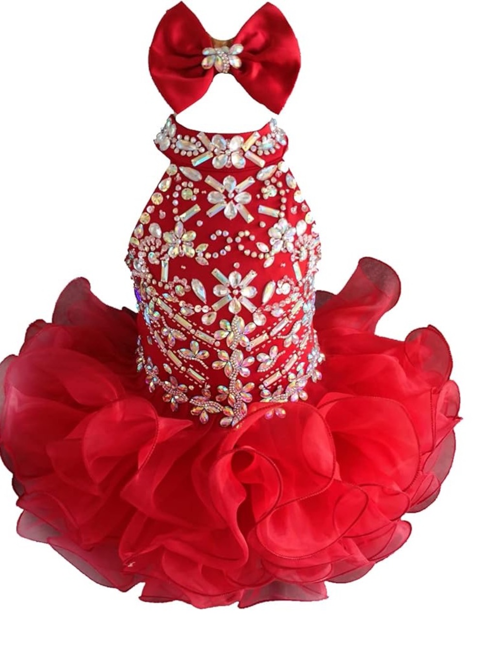 NEW Beautiful Sparkling Bling Rhinestone Baby Gown Flower Girl Pageant D…
